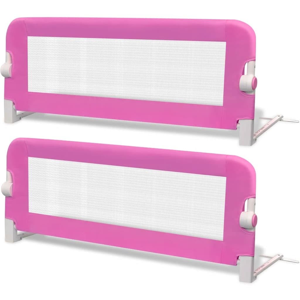 vidaXL 2X Bettschutzgitter Rosa 102cm Bettgitter Kinderbettgitter Kinderbett