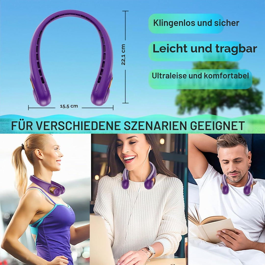 KIDEE Nackenventilator, Halsventilator 360° Luftstrom, Tragbarer Neck Fan zum Umhängen, Ultraleise M