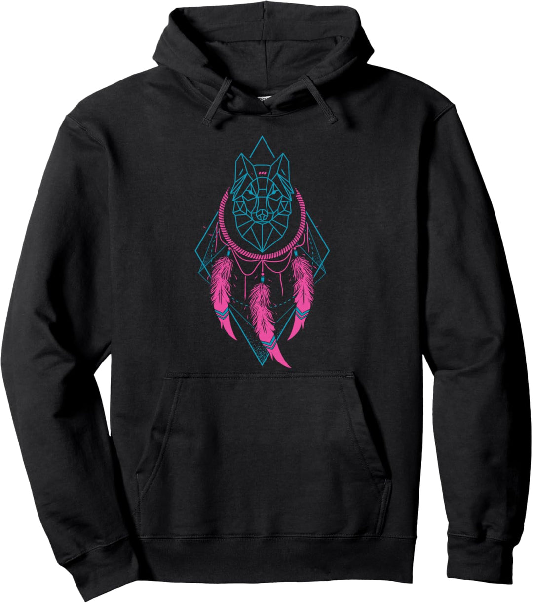 Indianer Wald Tier Geschenk Wolf Traumfänger Pullover Hoodie