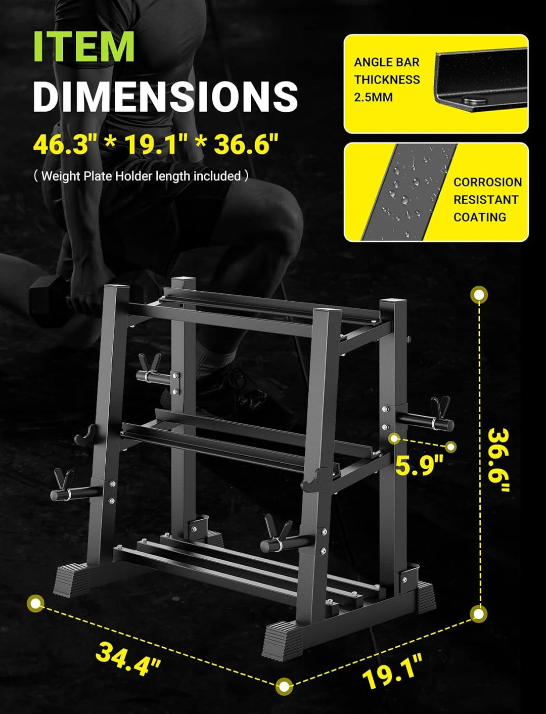Dripex 3/5 Ebenen hantelständer kurzhanteln, Passend zu Hanteln, Kettlebells, Langhanteln, Max.500kg