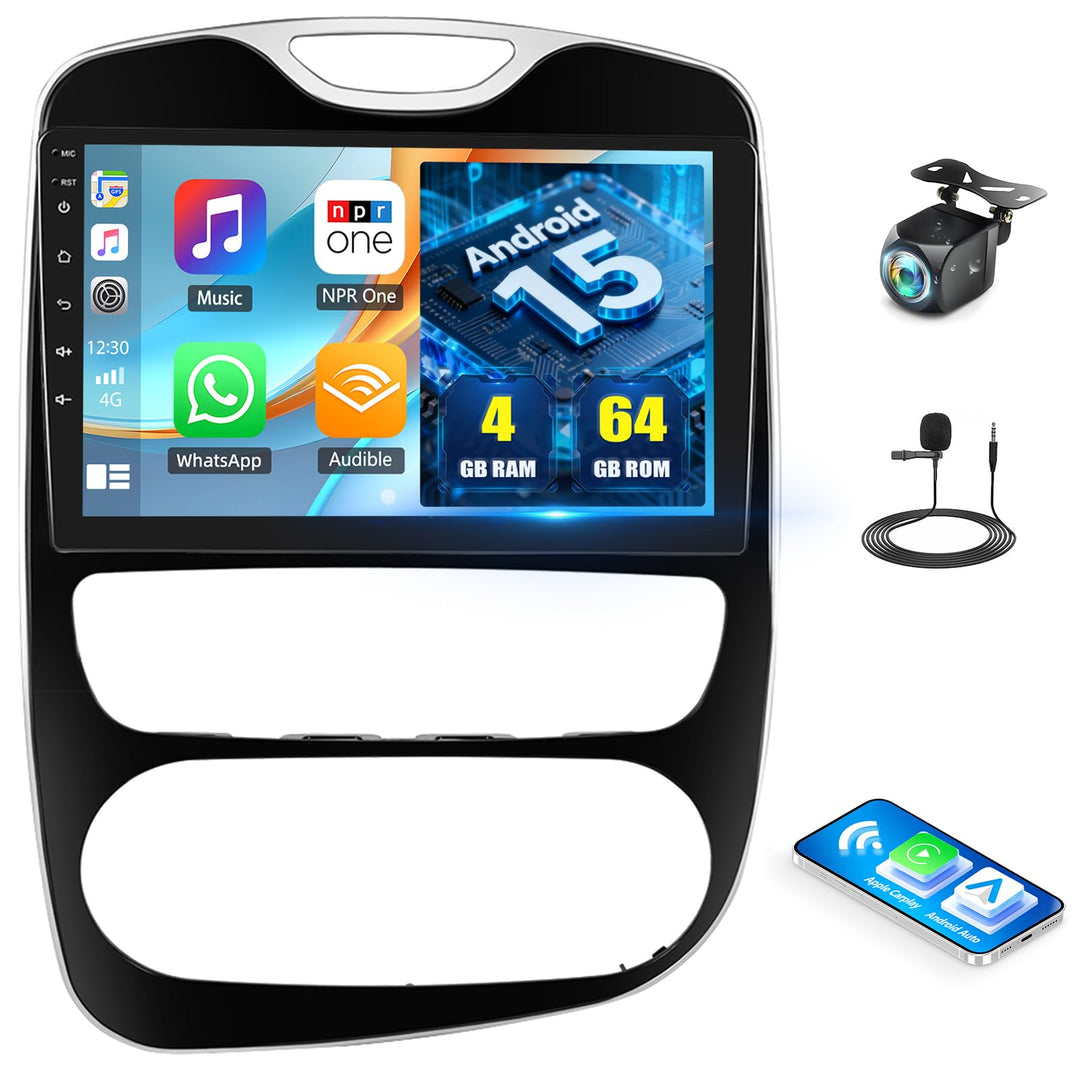CAMECHO Android 15 4G+64G Autoradio für Renault Clio 4 2012-2018 mit Navi Carplay Android Auto,10 Zo