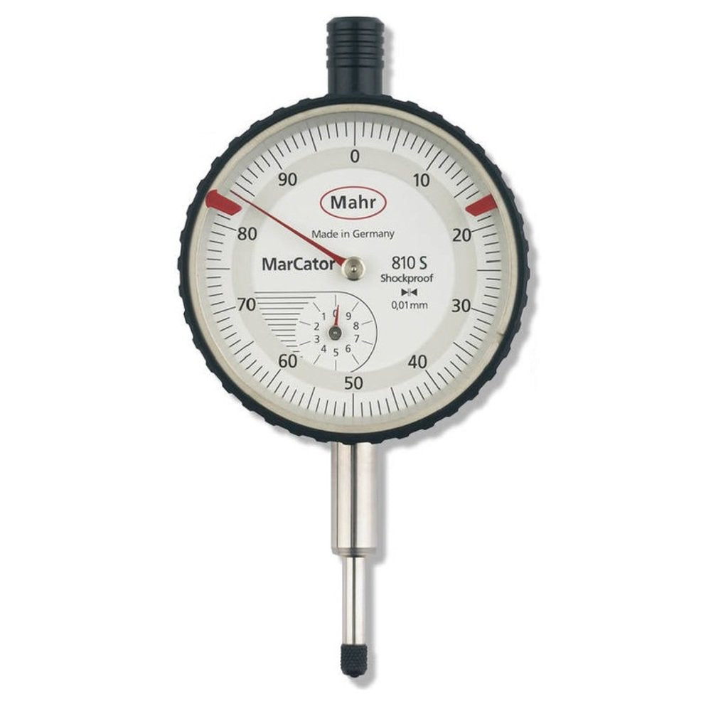 Mahr mechanische Messuhr MarCator 810 S (Messspanne 10mm, Skalenteilungswert 0,01 mm, Gehäuse verchr