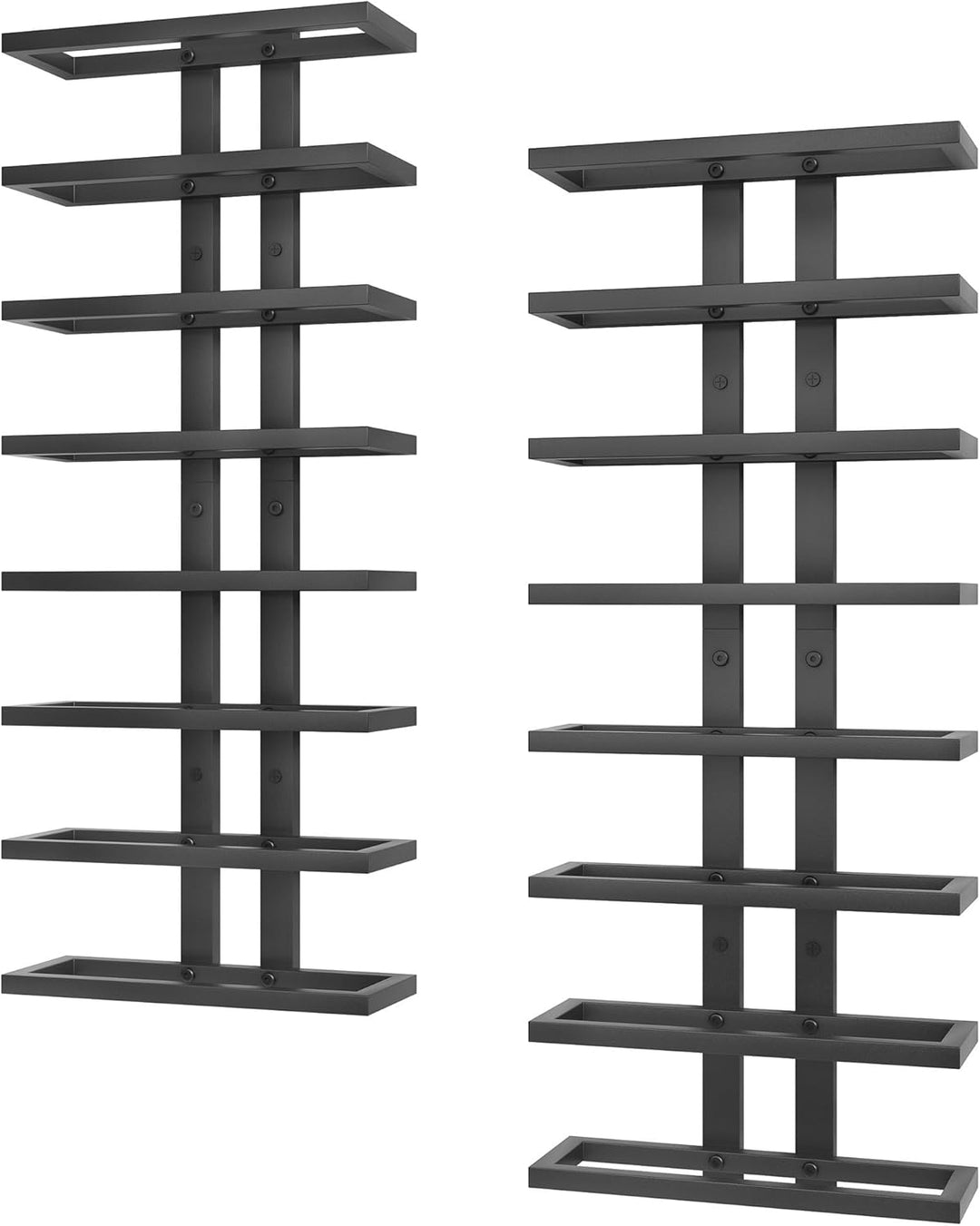 Hoctieon Weinregal Wand, Flaschenregal mit 8 Ebenen 2 Set, Metall Weinregal Hängend Weinflaschenrega