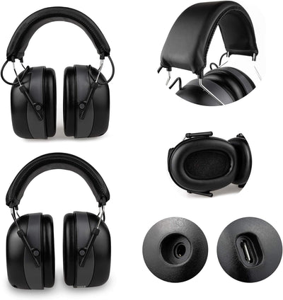 EARMUFF Gehörschutz mit Bluetooth & AUX in schwarz 31dB Dämmung | Musik vom Handy hören | Gehörschut