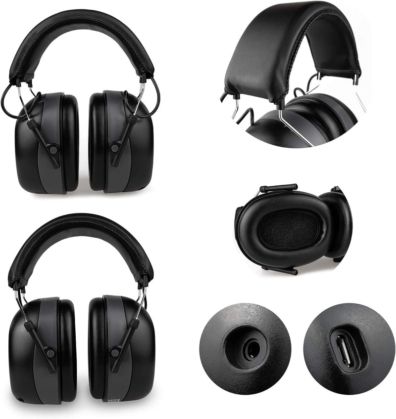 EARMUFF Gehörschutz mit Bluetooth & AUX in schwarz 31dB Dämmung | Musik vom Handy hören | Gehörschut