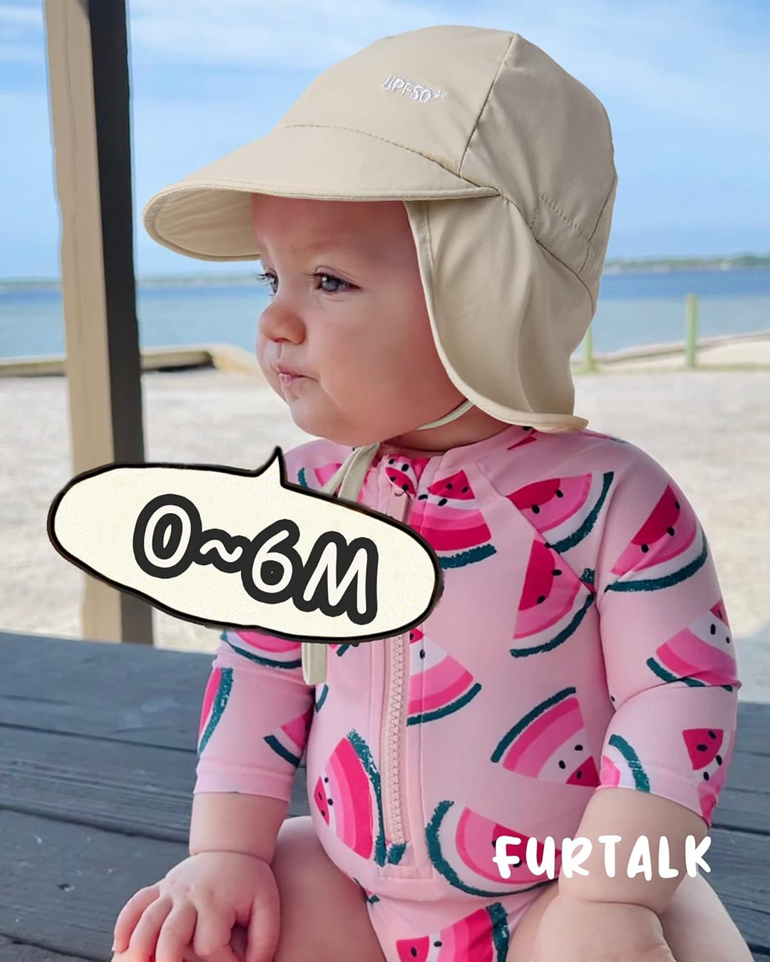 FURTALK Baby Sonnenhut mit Nackenklappe Kleinkind Kinder UPF 50+ Einstellbare Jungen Mädchen UV-Schu