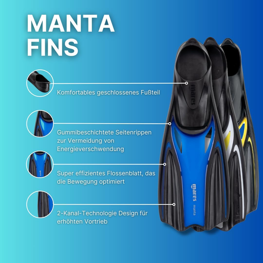 Flosse Mares Aquazone Manta, Schnorchelflosse Erwachsene – Unisex 36/37 Blau, 36/37 Blau