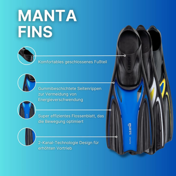 Flosse Mares Aquazone Manta, Schnorchelflosse Erwachsene – Unisex 36/37 Blau, 36/37 Blau