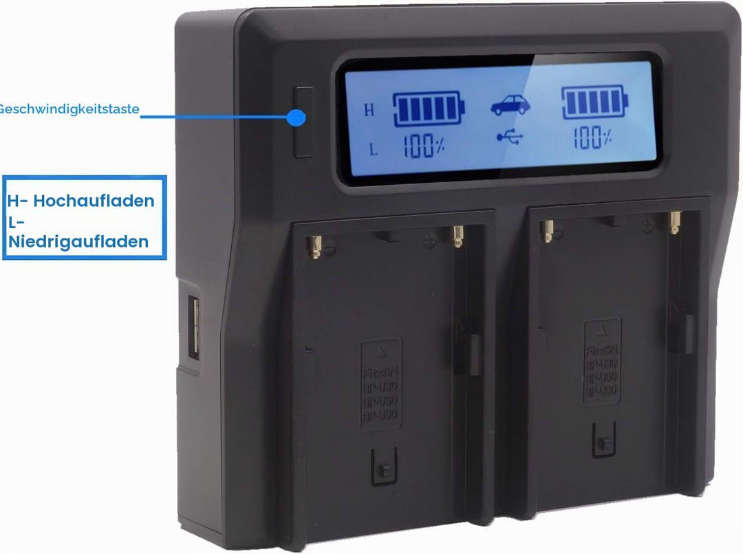 Baxxtar Pro - LCD DUAL Ladegerät - kompatibel mit Akku Sony BP-U30 BP-U35 BP-U60 BP-U65 BP-U70 BP-U9