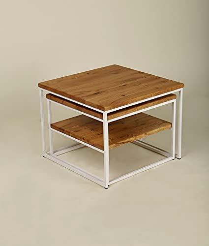 Original BestLoft® 2er-Set Couchtisch Twinsburg aus edler Eiche Industriedesign (Eiche Wild + Gestel