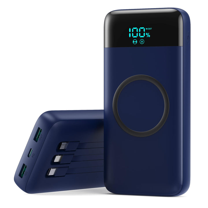 Wireless Power Bank 26800mAh mit 3 Kabel, 7 in 1 25W PD3.0+QC4.0 Schnellladen USB C Powerbank, 6 Aus