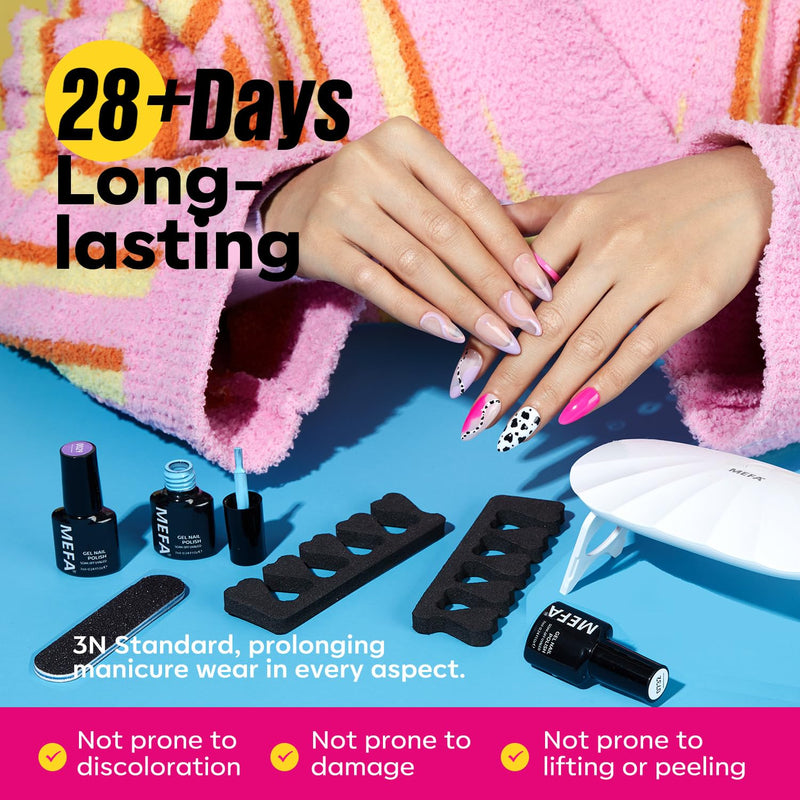 MEFA Shellac Set Starterset mit Lampe 6W,12 Farben UV Nagellack Set Gelnägel Starterset Schwarz Weis