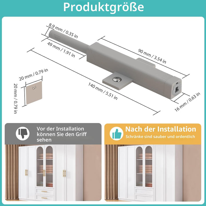 Push to Open Türöffner Jiayi 4 Stück Schwer Hochleistung Push Open Magnet Drucktüröffner Schrank Lei