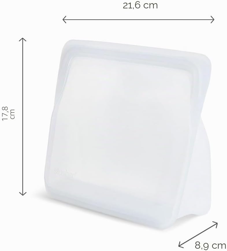 Stasher Bag Premium Silikonbeutel wiederverwendbar für Lebensmittel, Stand Up Mid Bag, Klar, Dauerha