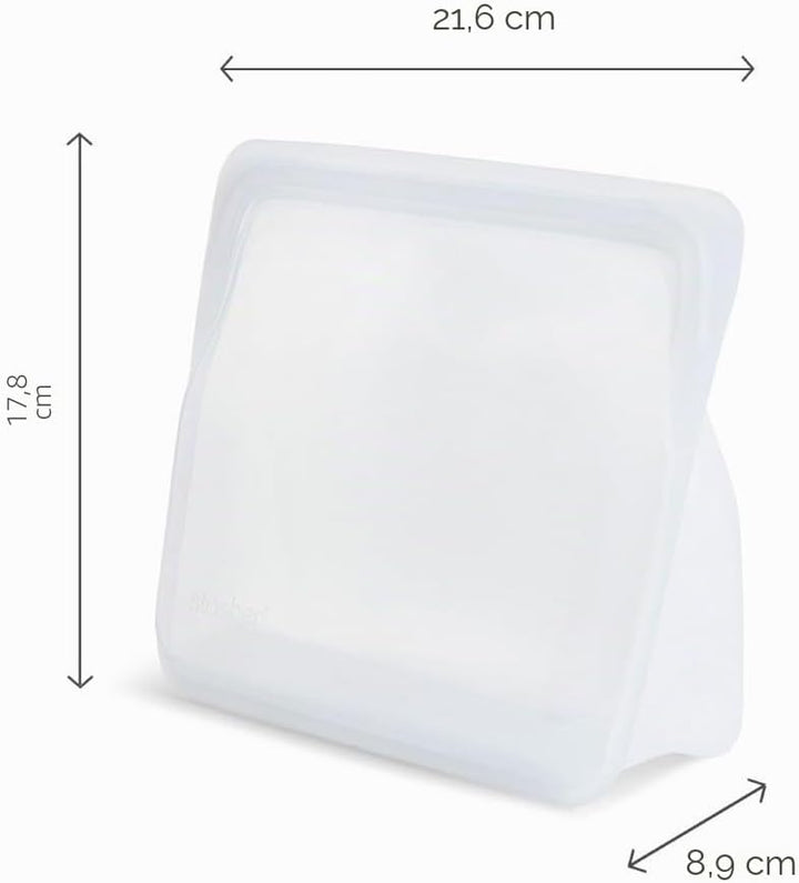 Stasher Bag Premium Silikonbeutel wiederverwendbar für Lebensmittel, Stand Up Mid Bag, Klar, Dauerha