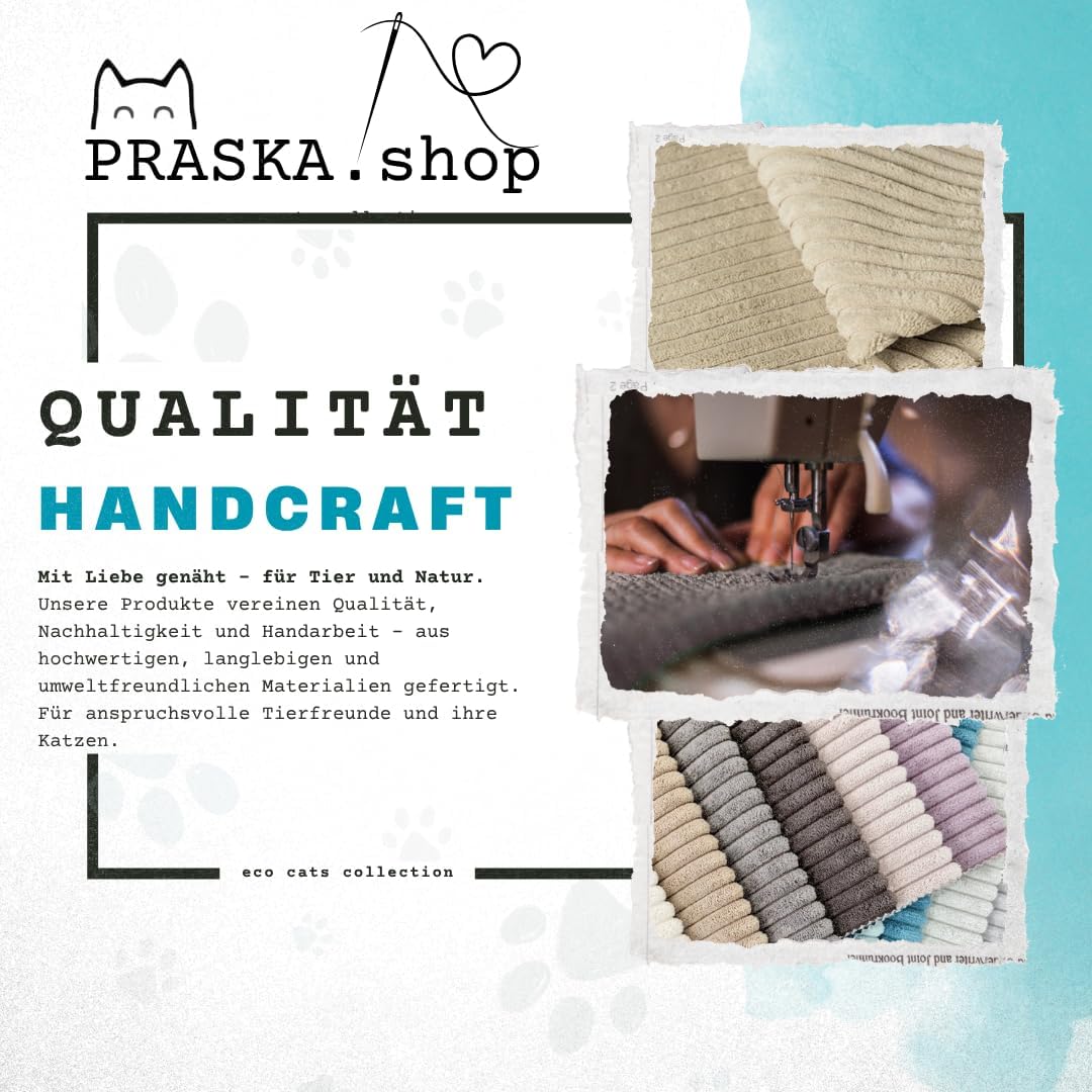 PRASKA Katzendecke Haustierbett - Kuscheldecke Katzenmatte für Hunde und Katzen 75x55cm Blatt Katzen