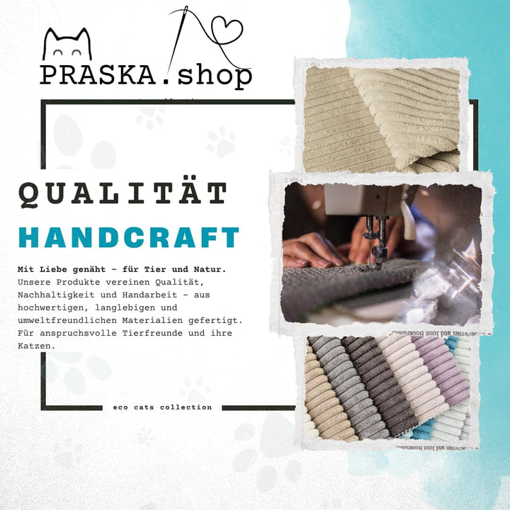 PRASKA Katzendecke Haustierbett - Kuscheldecke Katzenmatte für Hunde und Katzen 75x55cm Blatt Katzen