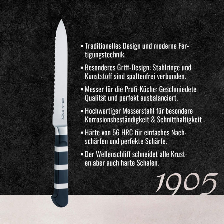 F. DICK Allzweckmesser, Aufschnittmesser, 1905 (Messer mit Klinge 13 cm, X50CrMoV15 Stahl, nichtrost