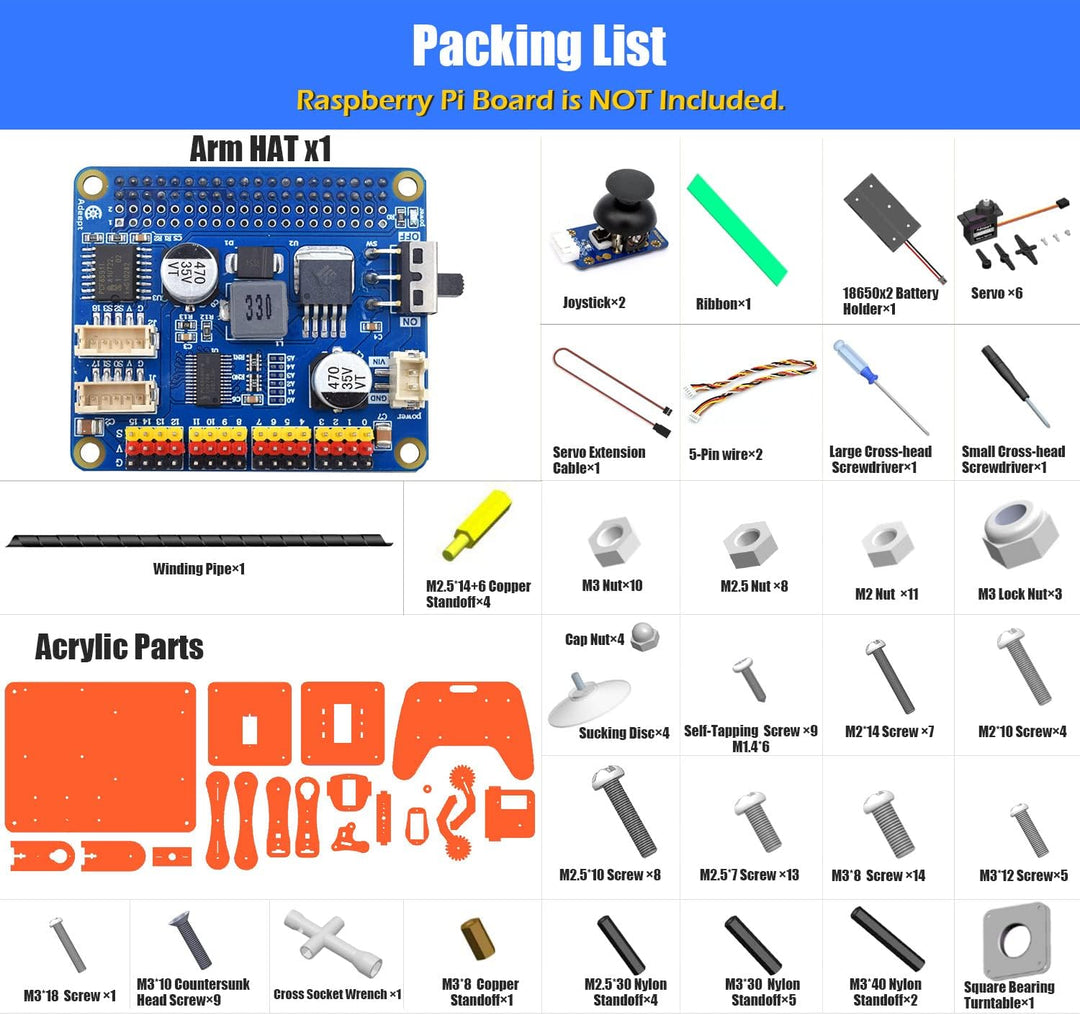 Adeept 5-DOF Roboterarm-Set für Raspberry Pi 4 B 3 B+ B A+, programmierbare DIY-Codierung STEM Educa