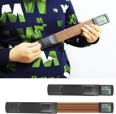 Alomejor Taschengitarre Digital 6 Fret Chord Trainer Übungen Werkzeug für Gitarren Akkorde Tragbar m