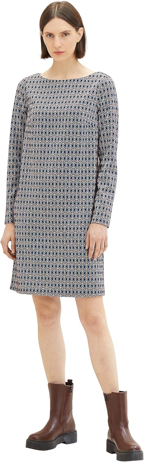 TOM TAILOR Damen Kleid 32 33953 - Geometrics Ck Jacquard, 32 33953 - Geometrics Ck Jacquard