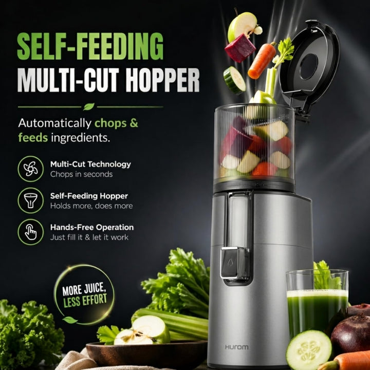 HUROM | H400 | Entsafter für Obst und Gemüse | Hurom Easy Clean H400 | Schneidschale | 150 Watt | BP