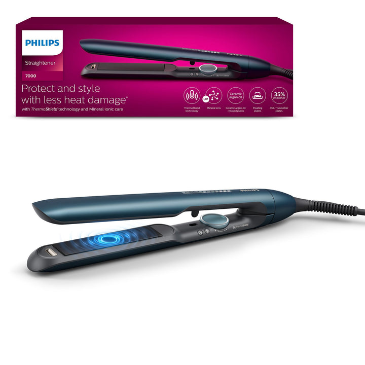 Philips Haarglätter Der 7000er Serie Mit ThermoShield Technologie, [Modell BHS732/00] Blau BHS732/00