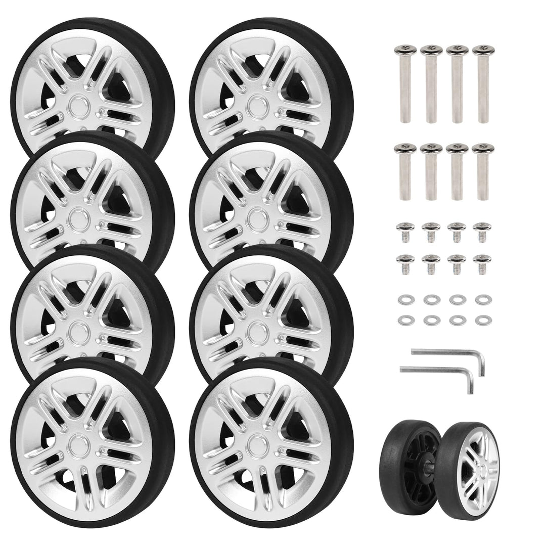 EXLECO 8 pcs Koffer Ersatzrollen 50mm x 12mm, Kofferrollen Ersatzrollen für Gepäck mit Doppelrollen,