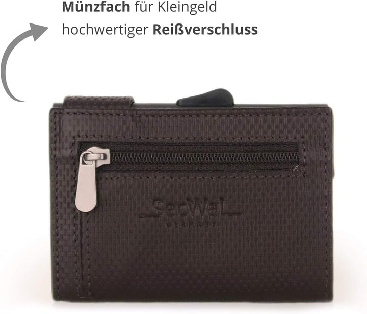SecWal Kartenetui mit Münzfach Reissverschluss (Braun Osaka), Braun Osaka