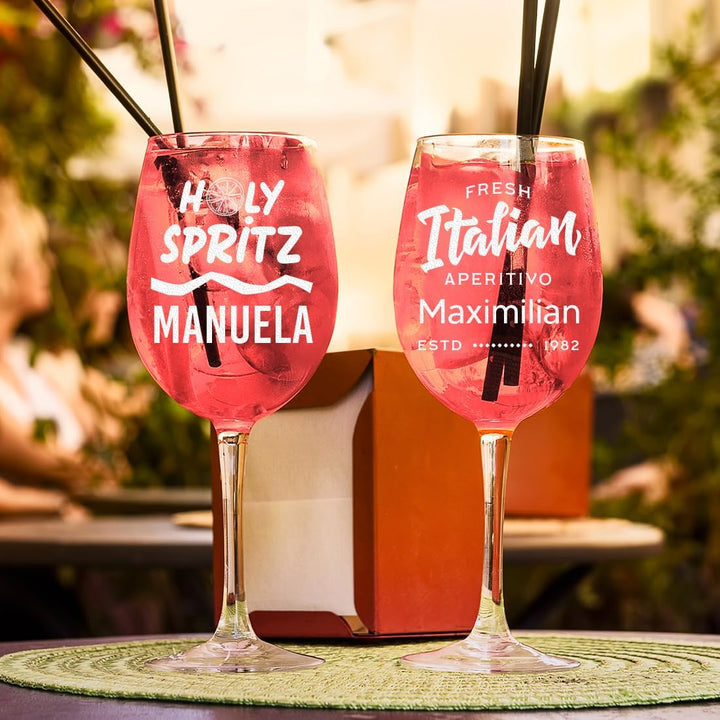 polar-effekt Leonardo 2er-Set Sarti Spritz Cocktailgläser 460 ml mit Gravur - Geschenk für Freunde,