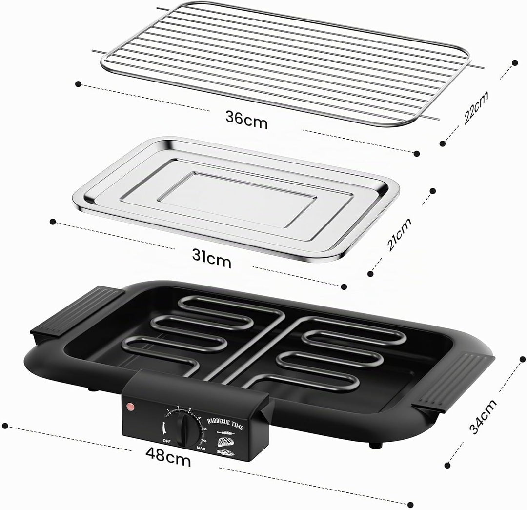 Elektro Tischgrill,2000W rauchloser Non-Stick BBQ-Grill Innen &amp; Outdoor | Elektrogrill elektrisch, t