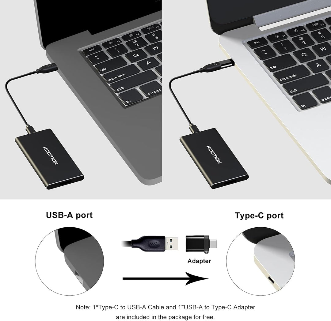 KOOTION Externe Portable SSD 250GB USB 3.1 Typ-C Schnell Solid State Drive Disk High Speed bis zu 55