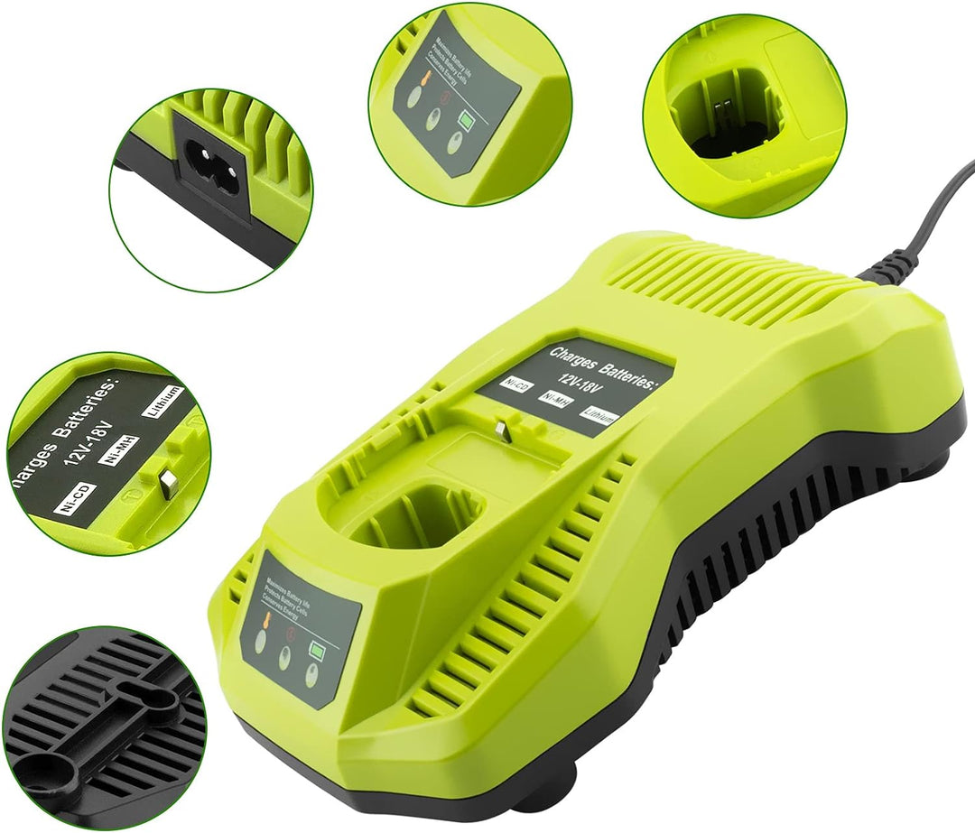 Gooality Ersatz P117 Ladegerät für Ryobi 12V-18V Ni-Cd Ni-MH Li-Ionen Akku P100 P101 P102 P103 P104