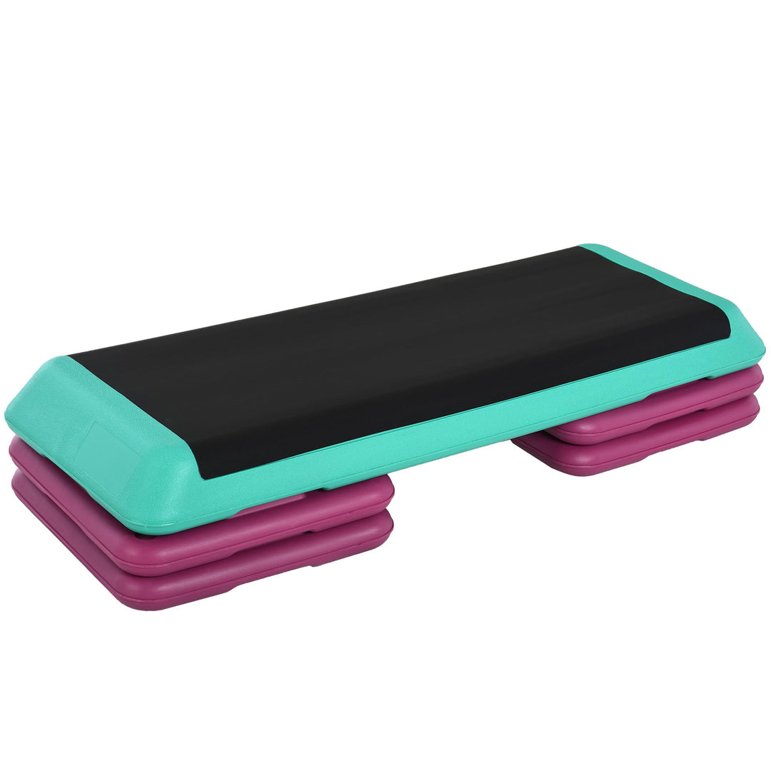 HOMCOM Steppbrett Aerobic Fitness Heimtrainer Stepper höhenverstellbar 10cm/15cm/20cm PVC PP Schwarz