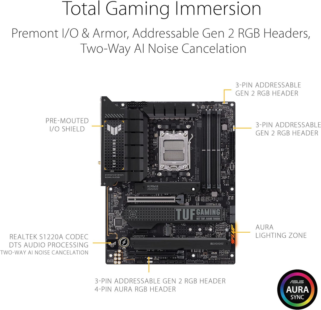 ASUS TUF GAMING X670E-PLUS WIFI Mainboard Sockel AMD AM5 (Ryzen 7000, ATX, PCIe 5.0, DDR5-Speicher,