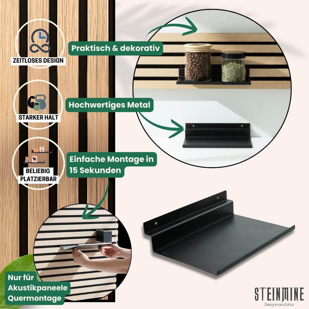 Steinmine - Designmanufaktur Zubehör-Set, Ablagen und Wandbehälter für Wandorganizer & Akustikpaneel
