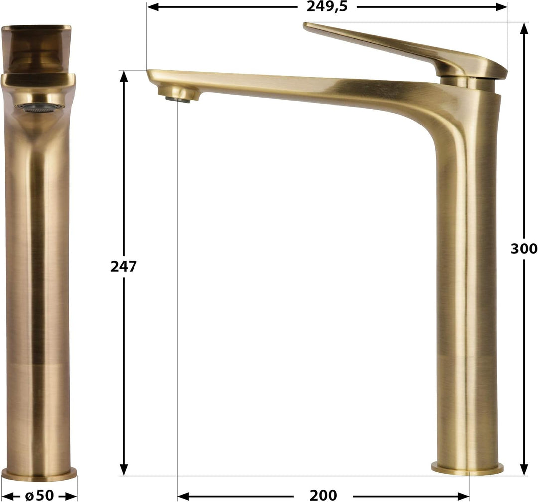 AquaSu 77006 4 Orva Waschtischarmatur, Bronze-Hoch, Bronze - Hoch