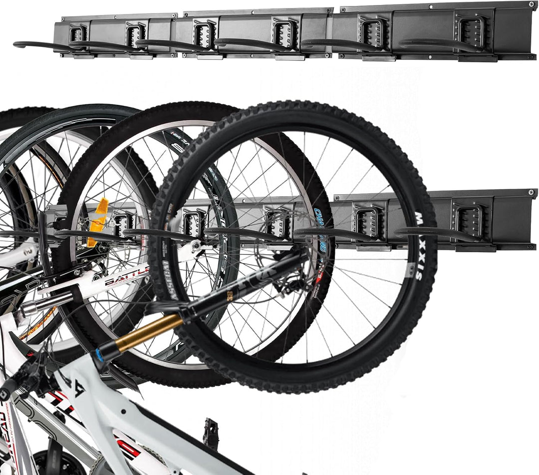 PYBTOOL Fahrradständer, Wandhalterung für Garagenfahrradständer, 6 Fahrradständer und 6 Helmhaken, M