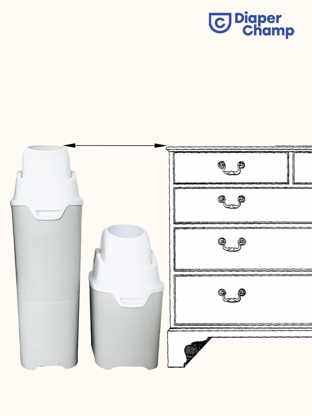 Geruchsdichter Windeleimer Diaper Champ ONE Windelbehälter funktioniert mit normalen Tüten Müllbeute