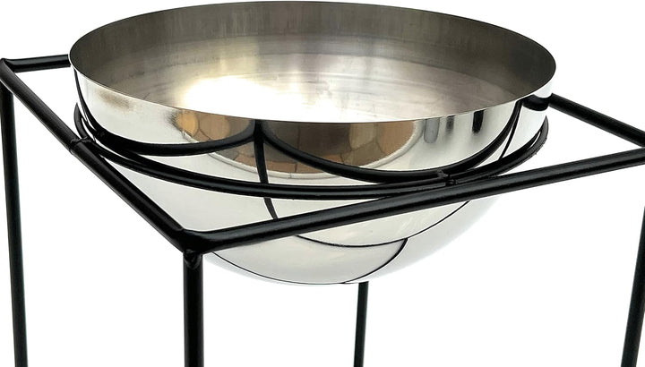 DanDiBo Blumenhocker Metall mit Topf Schwarz Silber Blumenständer 96256 2er Set Blumensäule Modern P