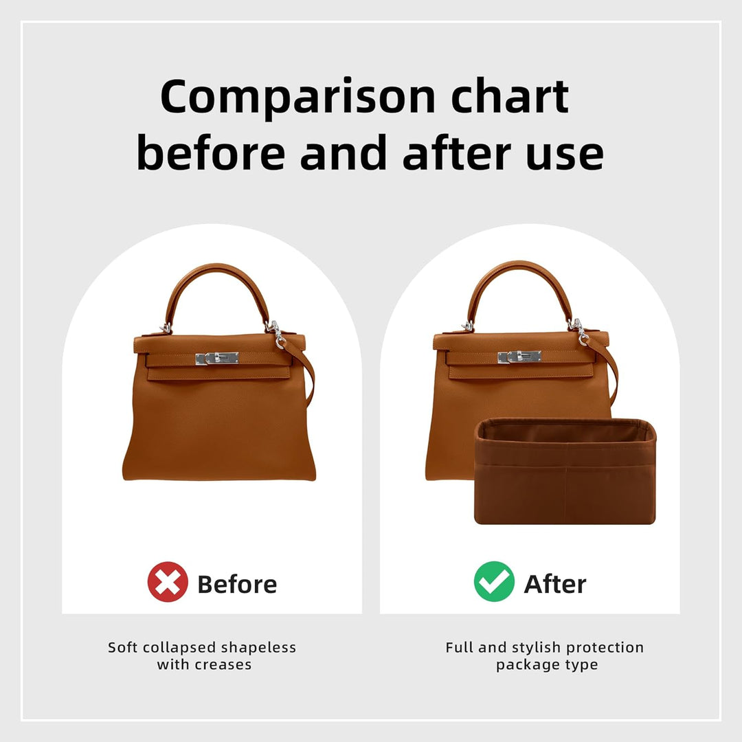 DGAZ Seide Tasche Organizer Einsatz für Kelly Pochette/Mini/25/28/32/35, Taschenorganizer Organizer