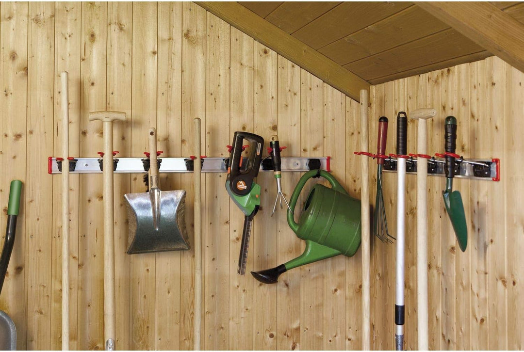 BRUNS 107869770-1_869765-1_869768_869773 Alu-Gerätehalter-Set, inkl. 12 Halter und 2 Haken, mit Schi