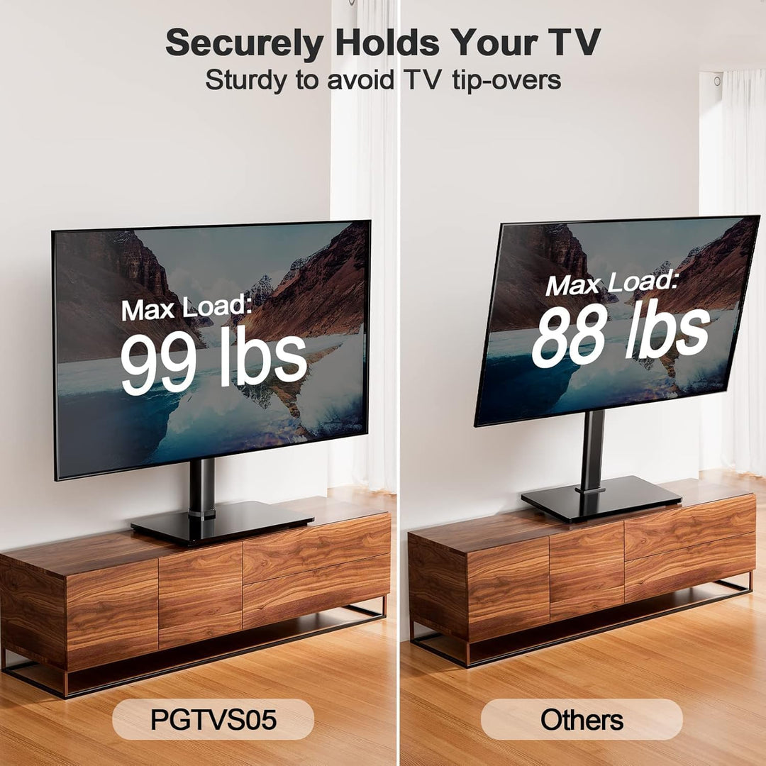 Perlegear TV Standfuss TV Ständer Schwenkbar für 37-65/70 Zoll Flach &amp; Curved Fernseher bis zu 45 KG