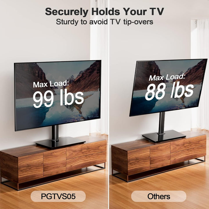 Perlegear TV Standfuss TV Ständer Schwenkbar für 37-65/70 Zoll Flach &amp; Curved Fernseher bis zu 45 KG