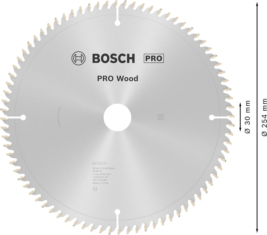 Bosch Professional 1x Kreissägeblatt Optiline Wood (Sägeblatt für Holz, Ø 254 x 30 x 2,5 mm, 80 Zähn