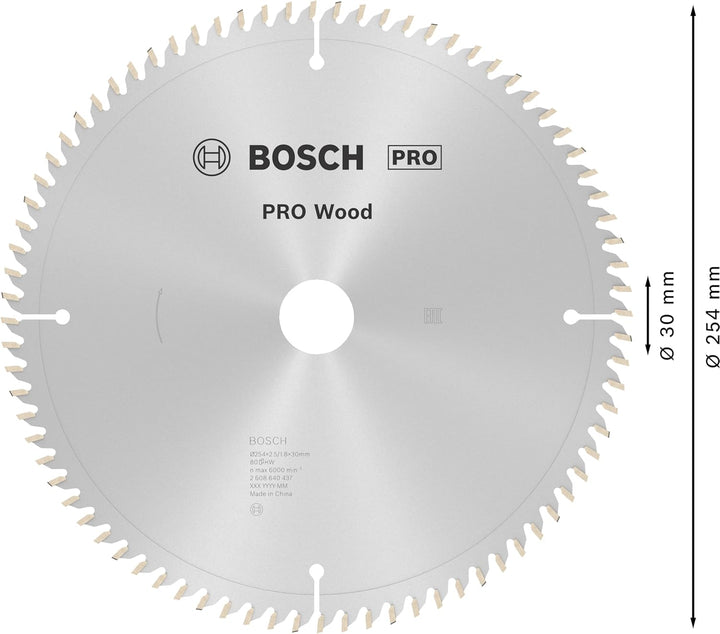 Bosch Professional 1x Kreissägeblatt Optiline Wood (Sägeblatt für Holz, Ø 254 x 30 x 2,5 mm, 80 Zähn