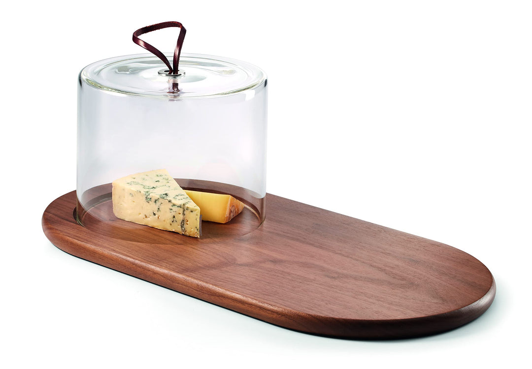 Philippi - Walnut Käsebrett aus Walnussholz mit stylischer Glasglocke