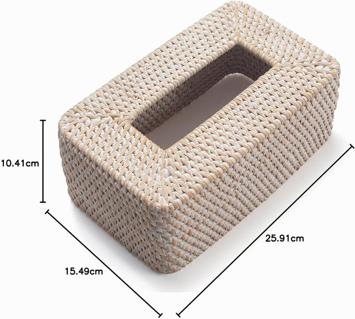 Kosmetiktücherbox aus Rattan, Geflochtener Tücherbox Halter Rechteckig, Gewebter Gesichtstuchhalter,