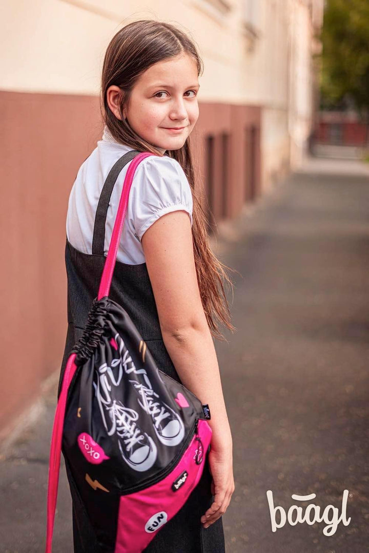 Baagl Federmäppchen Turnbeutel Set 2-teilig Mädchen Sportbeutel - Sneakers | Die Federtasche, das Et