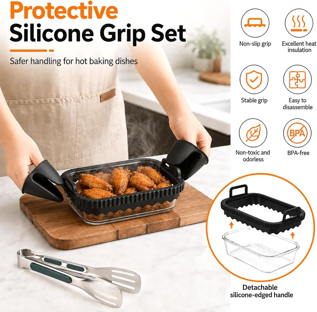 14erSet Glas Airfryer Zubehör Auflaufform Heissluftfritteuse Glas Airfryer Glasbehälter Kompatibel m